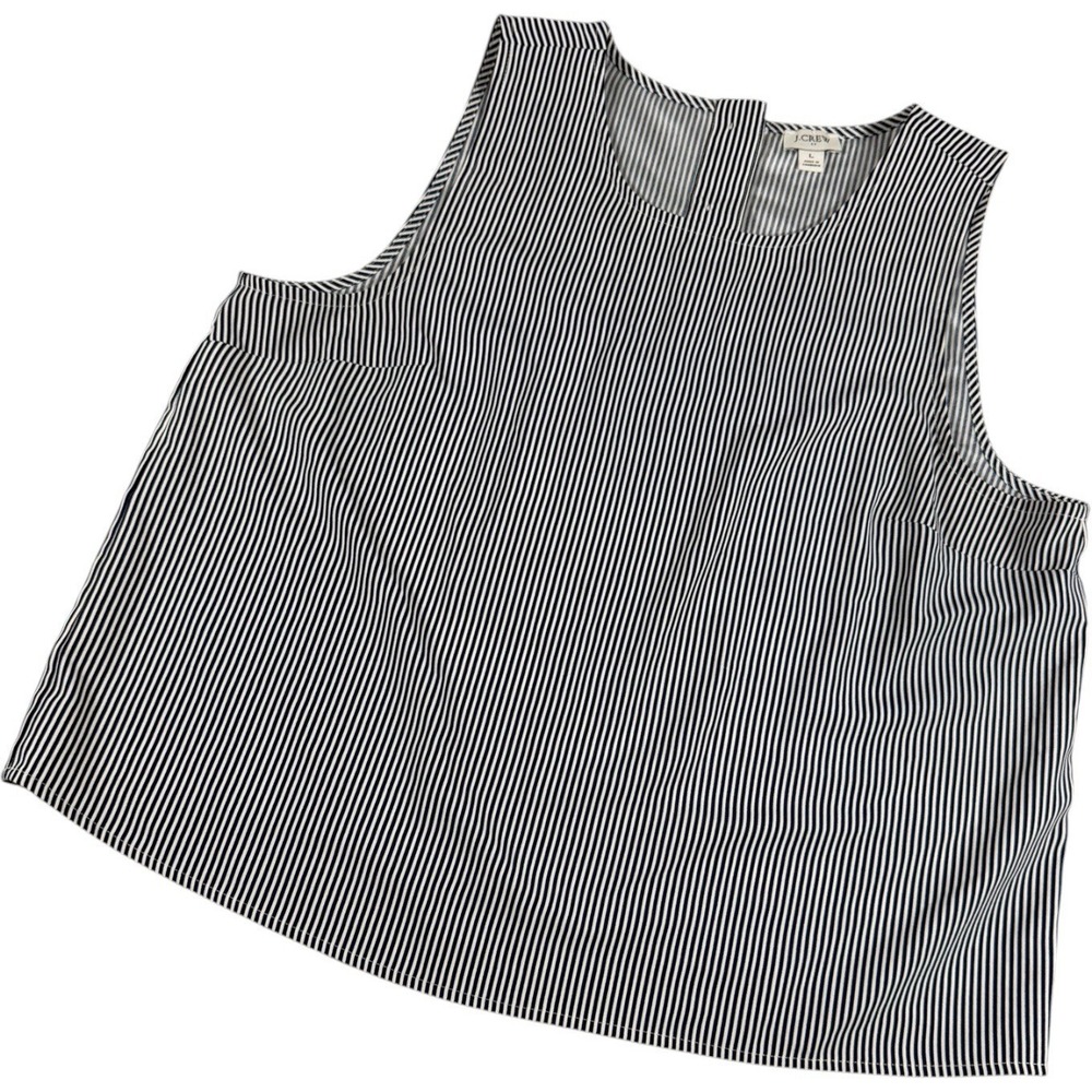 J.Crew Women's Sleeveless Striped Shell Blouse With Back Button Size L - Picture 1 of 16